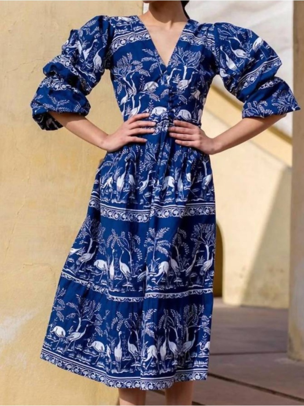 NEW Beyond By Vera Bianca Midi Dress in Harmony Blue coastal luxury.   2
